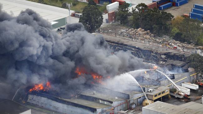 Black smoke billowed from the fire on Thursday. Picture: David Caird