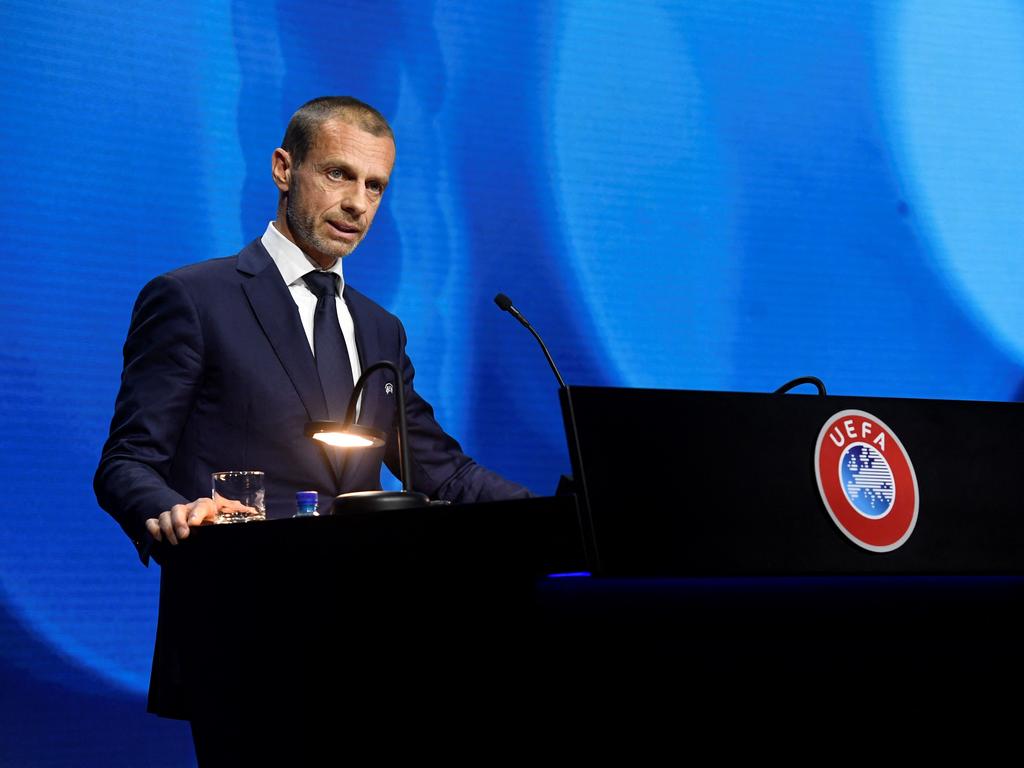 UEFA president Aleksander Ceferin. (Photo by Richard Juilliart / UEFA / AFP)