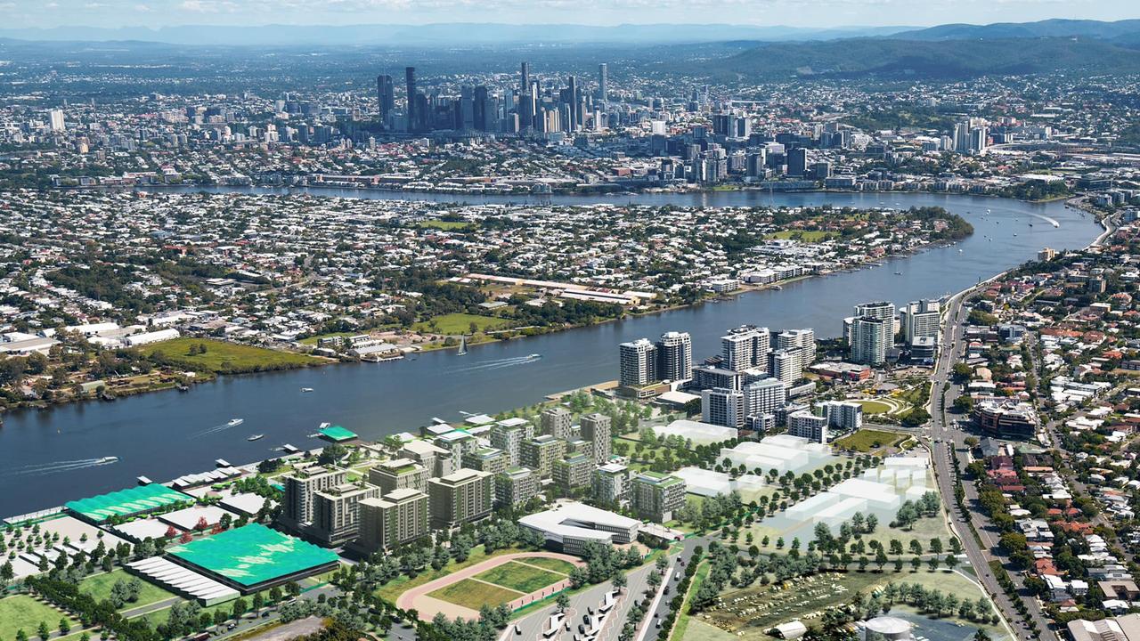 Artist impressions of the Athletes village at Northshore, Hamilton for the Brisbane 2032 Olympics