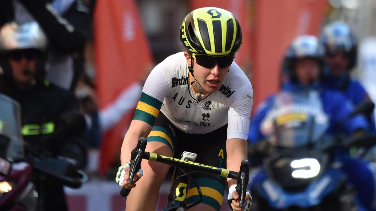 Australia's Amanda Spratt competes to place second in the Women's Elite road race of the 2018 UCI Road World Championships in Innsbruck, Austria on September 29, 2018. Picture: AFP