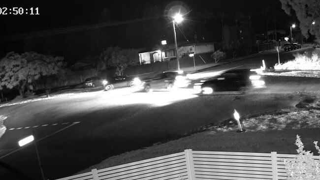 Allegedly stolen cars at Creedy St Westcourt on June 9 can be seen in security footage doing doughnuts and driving erratically.