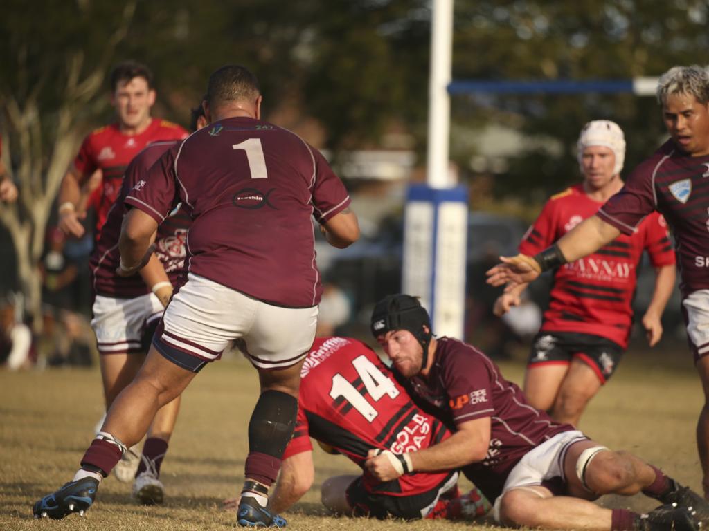 USE FOR NUMBER ONLY GCDRU major semi final between Colleges Knights and Nerang Bulls. Picture: Glenn Campbell