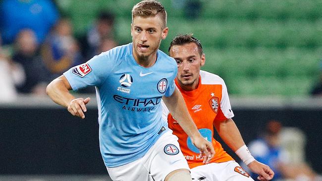 Stefan Mauk (Melbourne City kit) has joined the Roar on a four-year deal. Picture: Getty