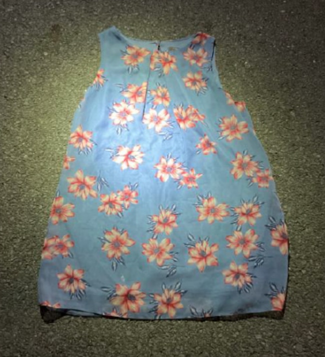 A dress found by police on the footbridge at Biggera Creek. Picture: Queensland Police Service