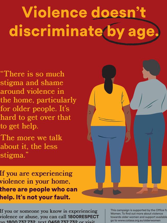 Posters from the state government and Council of the Ageing campaign to encourage older victims of domestic violence to seek support.