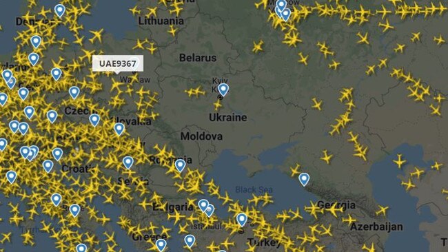 The air space above Ukraine is looking very vacant