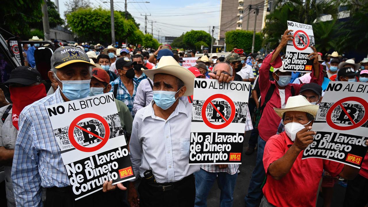 Salvadorans march to protest against the economic measures adopted by the government. Picture: Marvin Recinos/AFP