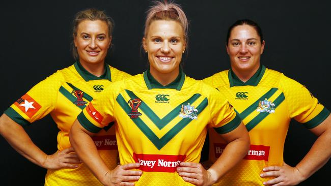 Jillaroos captains Ruan Sims, Renae Kunst and Steph Hancock. Pic: NRL Photos.