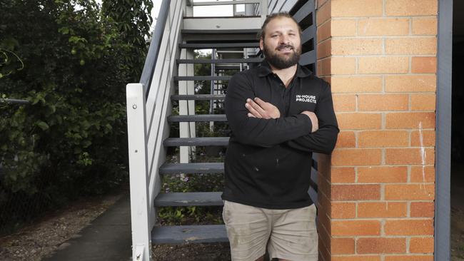 Carpenter Tom Ellul has bought a block of flats at Annerley as a long-term investment as Brisbane’s housing market booms. Picture: Mark Cranitch.