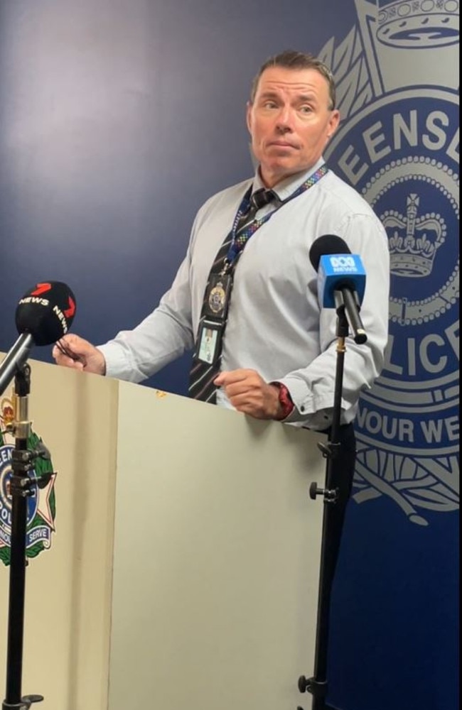 May 12, 2025: Detective Sergeant Damien Smith address the media over the violent Mount Louisa home invasion.
