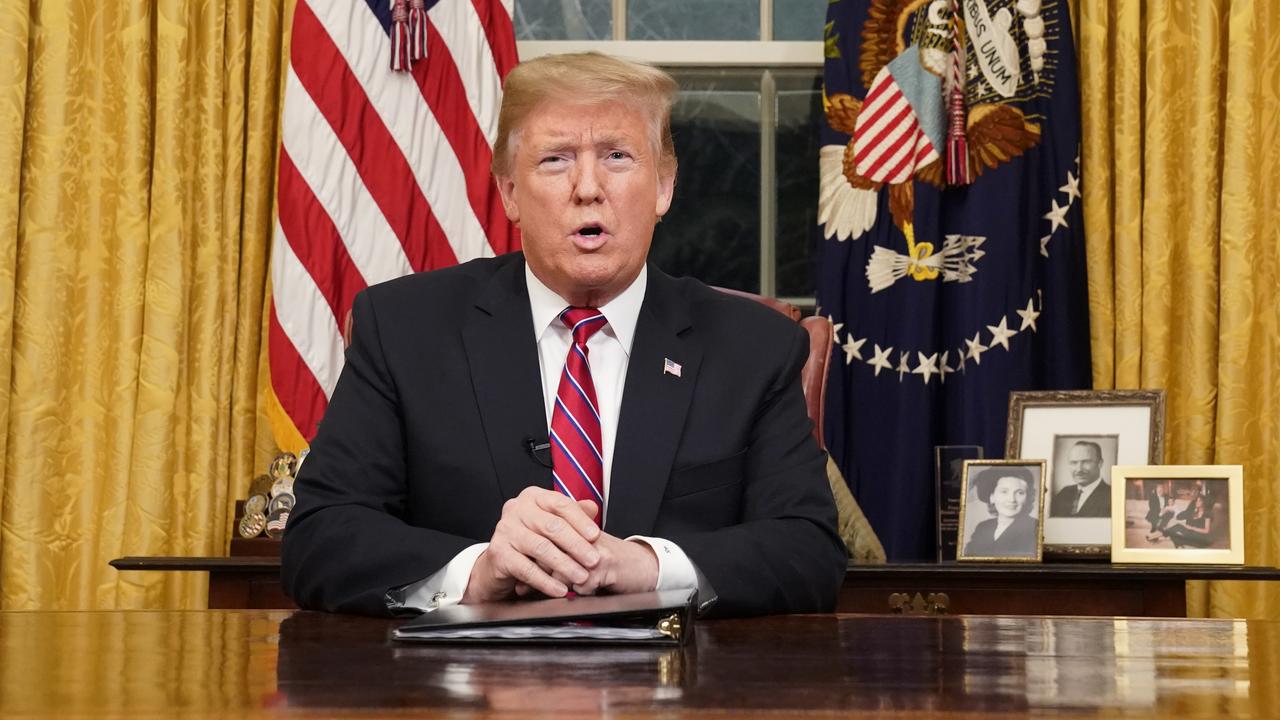 President Donald Trump speaks from the Oval Office of the White House as he gives a prime-time address about border security. Picture: AP