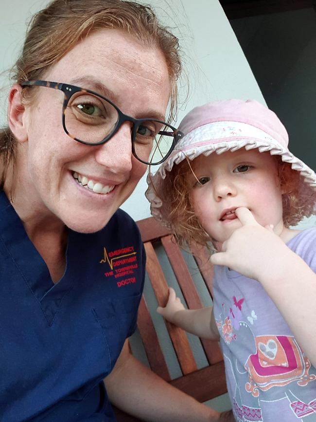 Doctor Emma Wawn and daughter Meredith. Dr Wawn is speaking out against the dangers of skin cancer ahead of Melanoma March Townsville at the Strand Rockpool on Sunday, March 12. Picture: Supplied