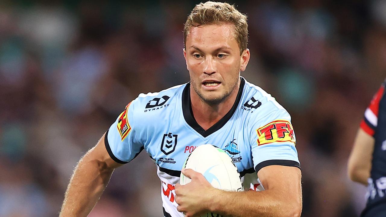 Matt Moylan has signed a cut-price deal to stay with the Sharks. Picture: Mark Kolbe/Getty Images