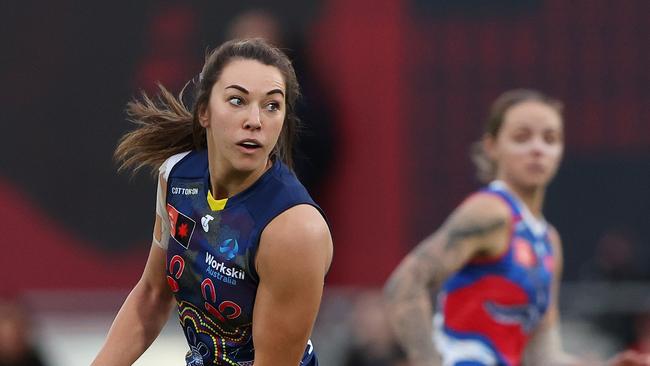 Niamh Kelly was one of the Crows stars on Friday night. Picture: Sarah Reed/AFL Photos via Getty Images