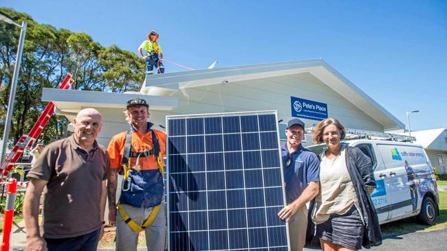 Dave Tilson from Pete's Place, Chris Thompson, Mark McBurg from Coffs Solar Energy and Linda Williams from Vinnies. Picture: Rachel Vercoe