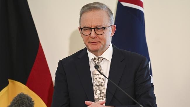 Prime Minister Anthony Albanese in the Caucus room at Parliament House in Canberra. Picture: NCA NewsWire / Martin Ollman