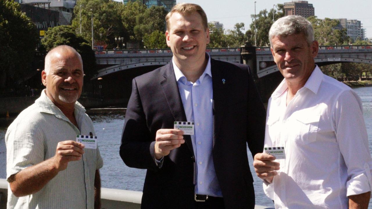 US concussion crusader Chris Nowinski with former players Greg Williams and Shaun Smith