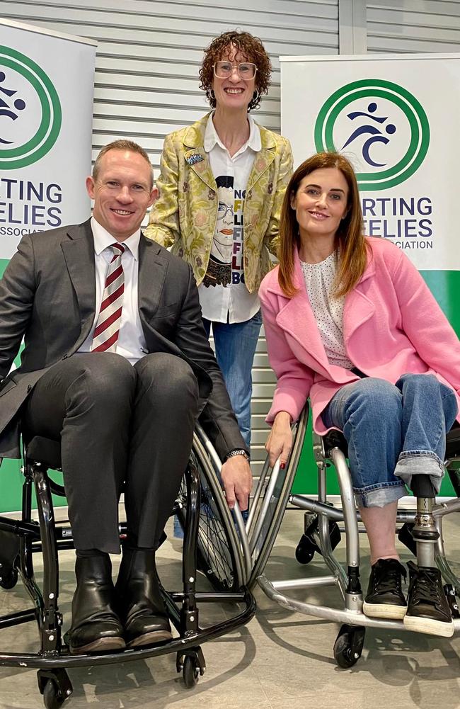 Ali France, pictured with Mick de Brenni during the Sporting Wheelies and Disabled Association's wheelchair challenge in 2022. Picture: Facebook