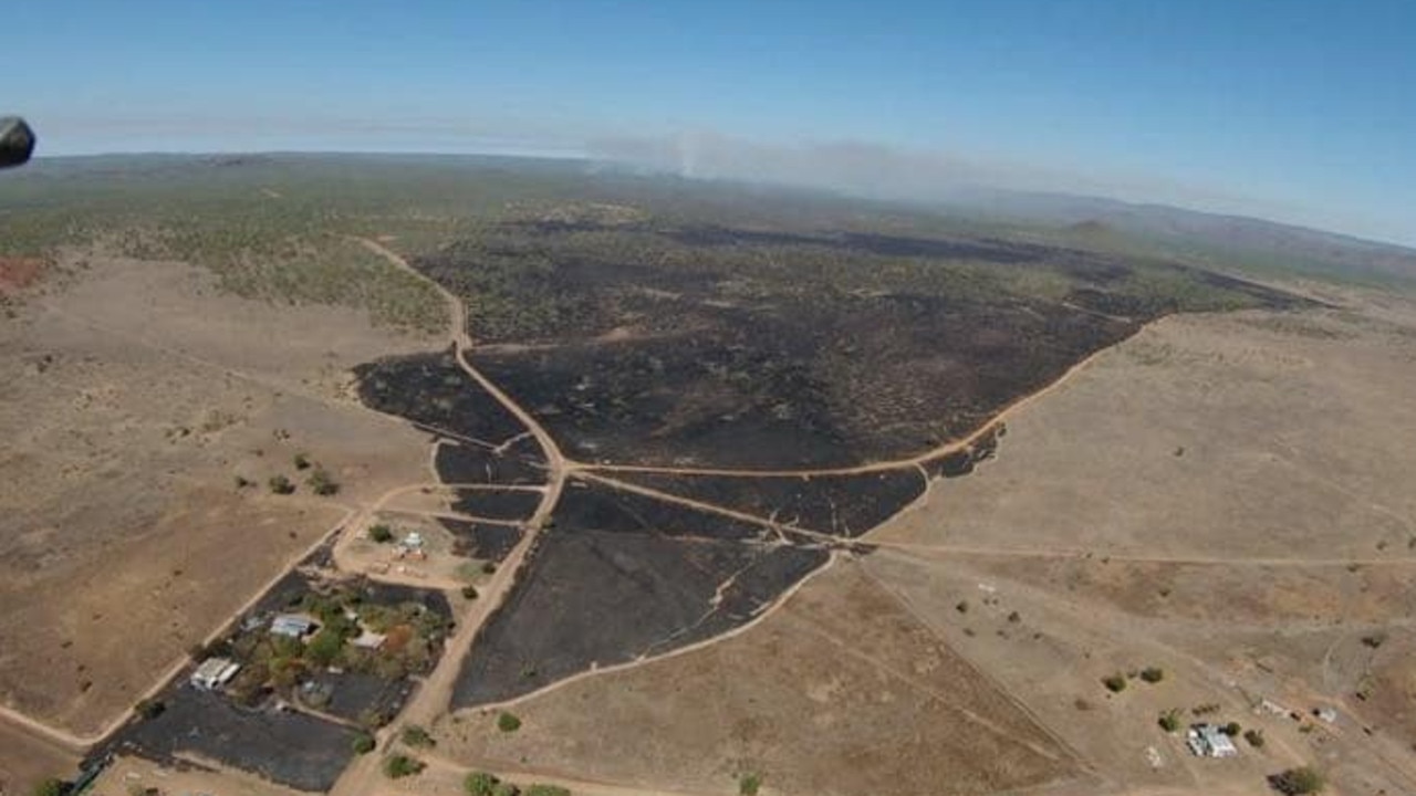 An aerial image showing burnt country west of Einasleigh. Picture: Millstream South Rural Fire Brigade