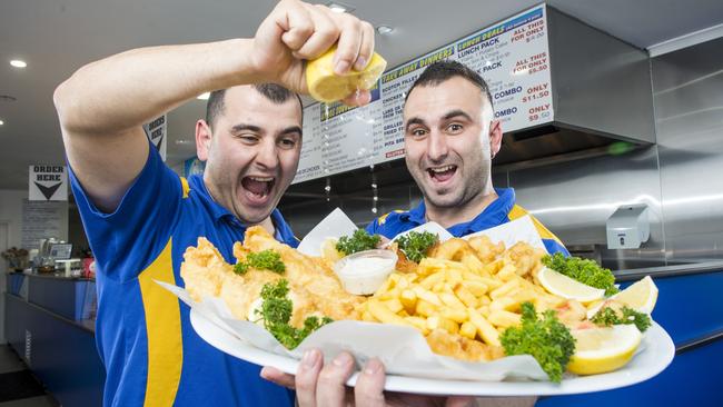 Brothers Andrew and Harry Gavalas are flipping happy that Captain Gummy's Fish and Chips is leading a national tally. Picture: Eugene Hyland