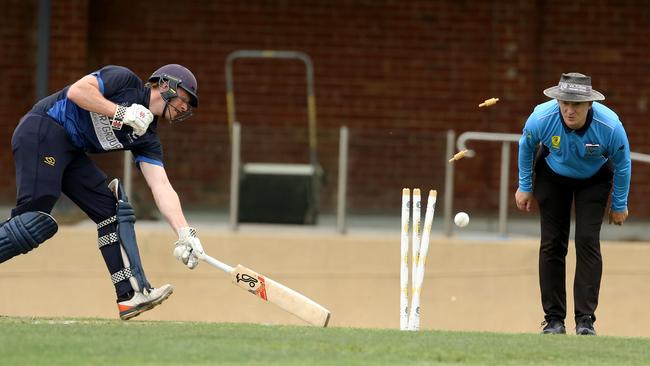 Premier: Nick Blaich survives being run out. Picture: Stuart Milligan