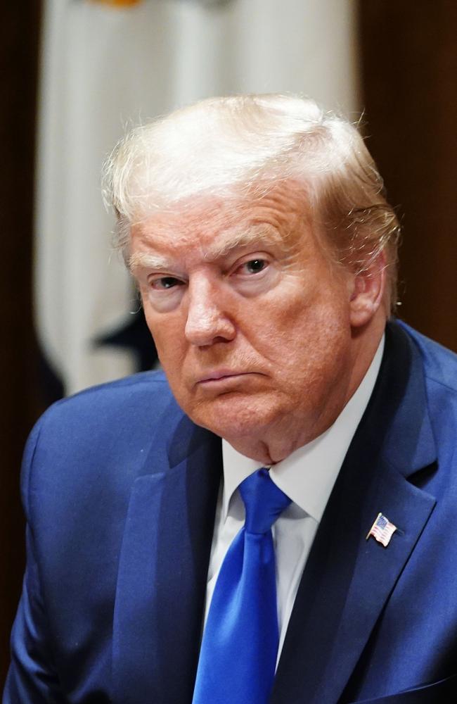 US President Donald Trump looks on during a meeting with military leaders and his national security team on Friday. Picture: Mandel Ngan/AFP