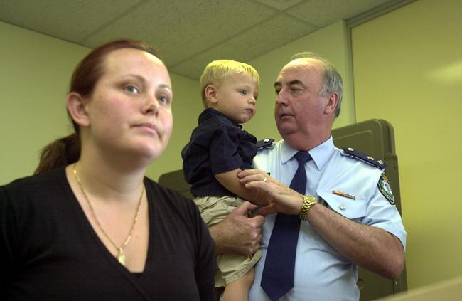 At a 2004 press conference for Matterson. Natasha and Bailey with Blacktown Superintendent Les Wales.