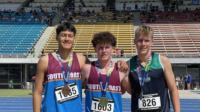 Medallists from day 2 at the Queensland School Sport track and field championships.