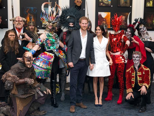 The royal couple chatted with actors and performers wearing the work of industry leading artists in film, sculpture and costume design. Picture: AAP