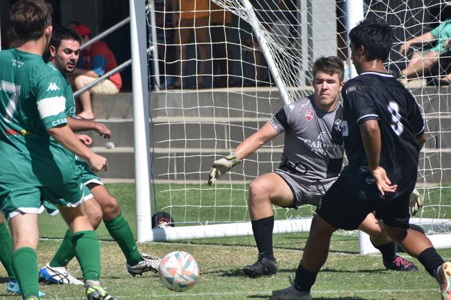 Frenchville Football six-a-side carnival, men's A final, Clinton versus Central, at Jardine Park, Rockhampton, February 25, 2024.