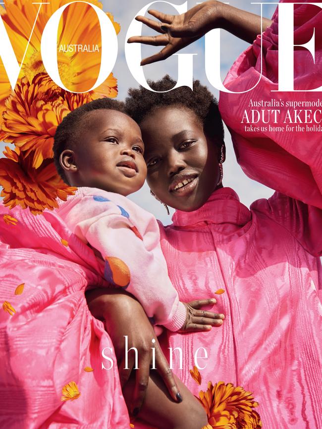 Adut Akech on her own cover of Vogue. Picture: Charles Dennington/Vogue Australia