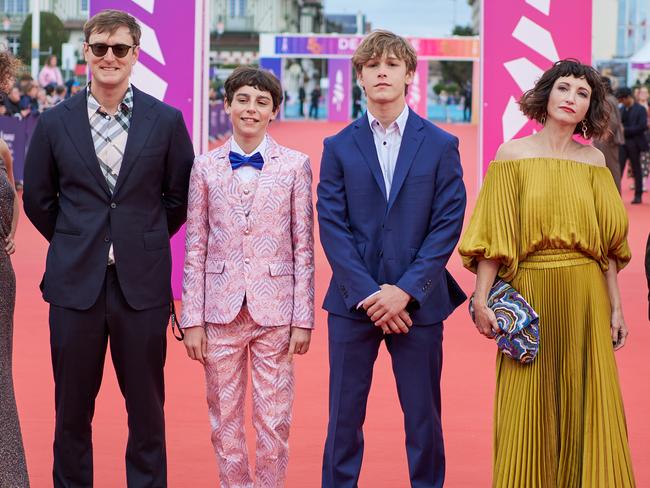 Meek (second from right) and his co-stars attend the A Different Man premiere at the 50th Deauville American Film Festival on September in Deauville, France. Picture: Francois G. Durand/Getty Images