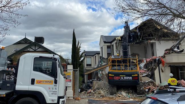 A property at 233 Portrush Rd is demolished on Thursday. Picture: Ben Cameron