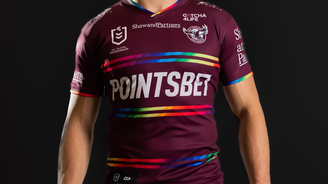 The pride jersey Manly’s players will be wearing on Thursday. Picture: Manly Digital