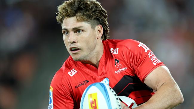 HAMILTON, NEW ZEALAND - FEBRUARY 21: James O'Connor of the Crusaders during the round two Super Rugby Pacific match between Chiefs and Crusaders at FMG Stadium, on February 21, 2025, in Hamilton, New Zealand. (Photo by Phil Walter/Getty Images)