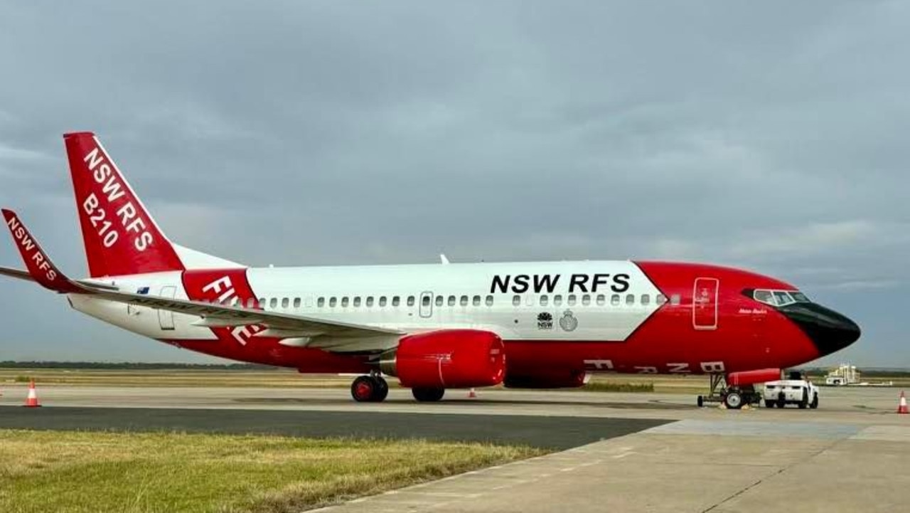 The NSW large air tanker is on standby at Avalon Airport. Picture: X / NSW RFS