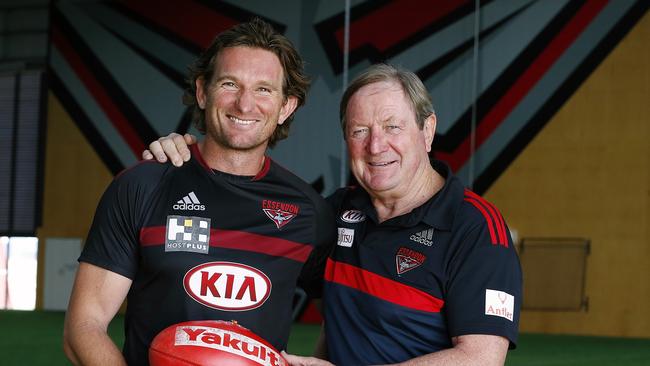 James Hird and Kevin Sheedy at Essendon. Picture: Wayne Ludbey