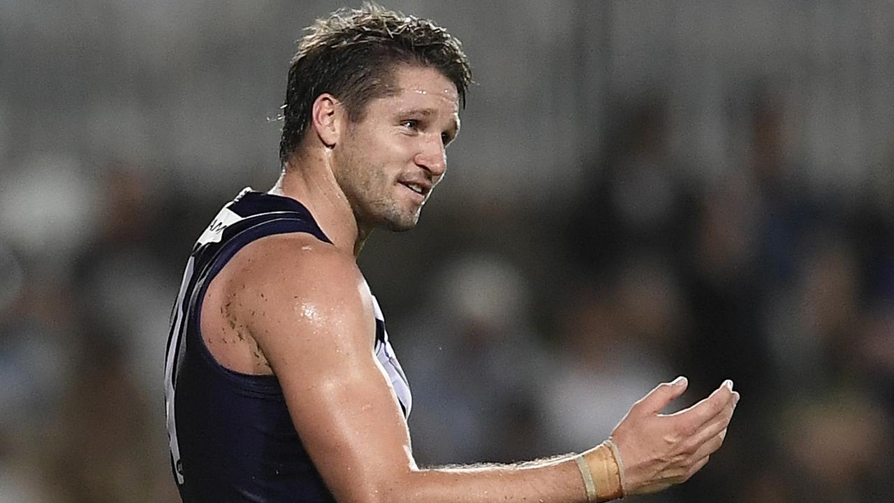 Jesse Hogan of the Dockers has been linked to a move away from the club. Picture: Ian Hitchcock