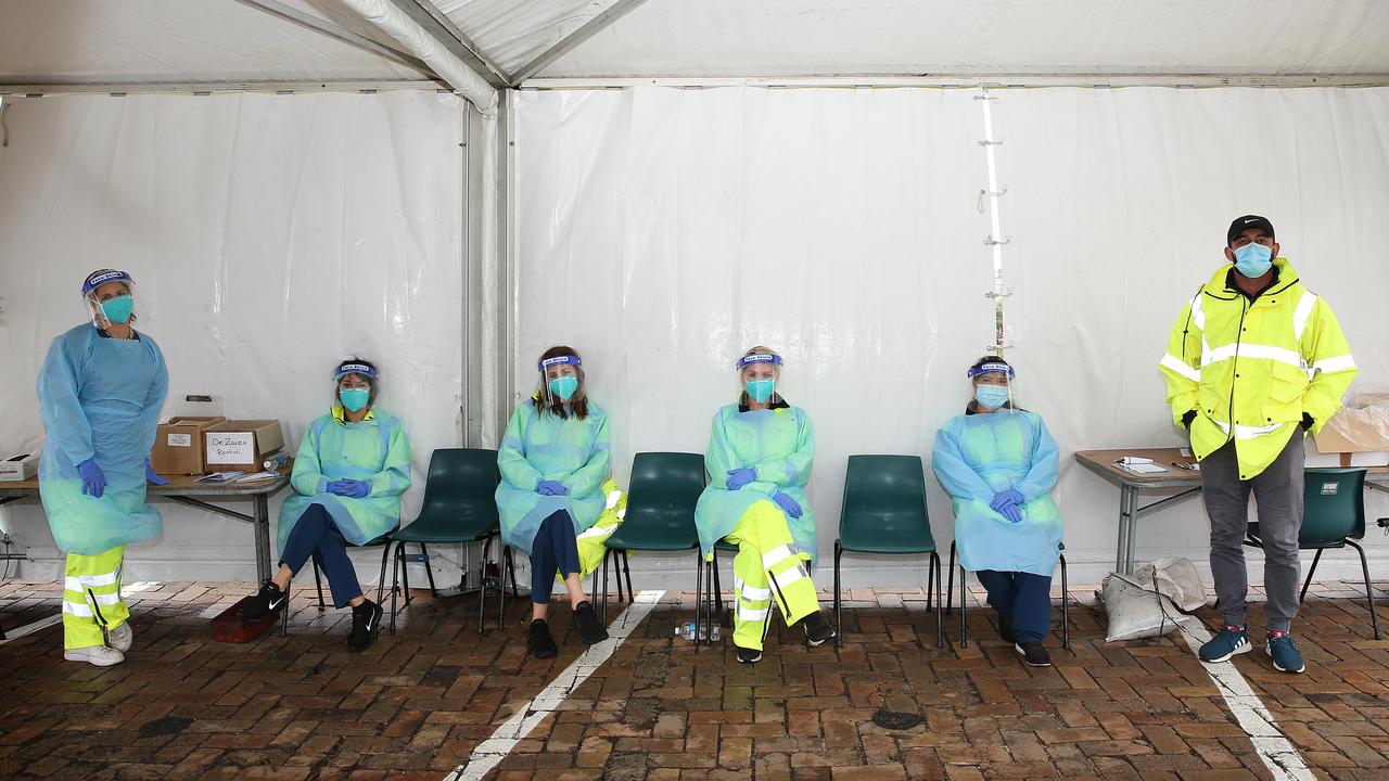 There was one new local virus case in NSW. Pictured, contact tracers at Bondi Beach in Sydney. Picture: NCA NewsWire / Dylan Coker