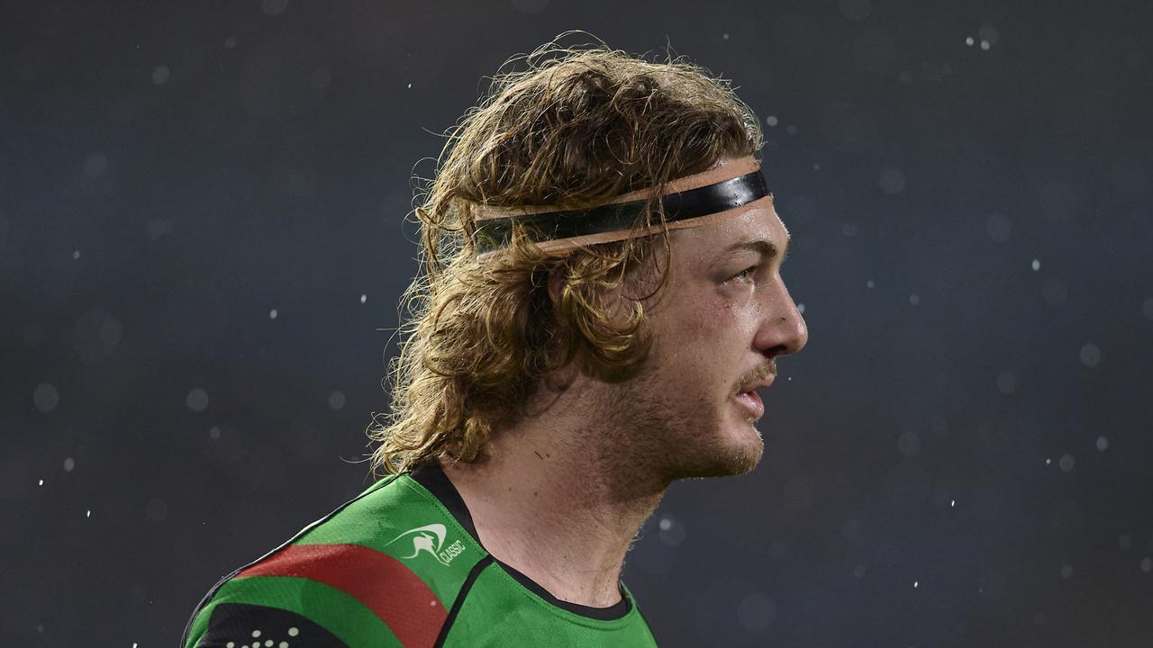 SYDNEY, AUSTRALIA - JULY 02: Campbell Graham of the Rabbitohs leaves the field with an injury during the round 16 NRL match between the South Sydney Rabbitohs and the Parramatta Eels at Stadium Australia, on July 02, 2022, in Sydney, Australia. (Photo by Brett Hemmings/Getty Images)