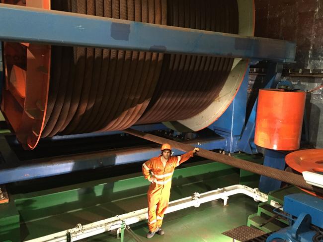 Australian FIFO worker Dustin Roberts pictured aboard the pipe-laying ship, Castorone, in 2018.