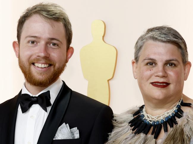 HOLLYWOOD, CALIFORNIA - MARCH 12: (L-R) Lachlan Pendragon and guest attend the 95th Annual Academy Awards on March 12, 2023 in Hollywood, California. (Photo by Mike Coppola/Getty Images)