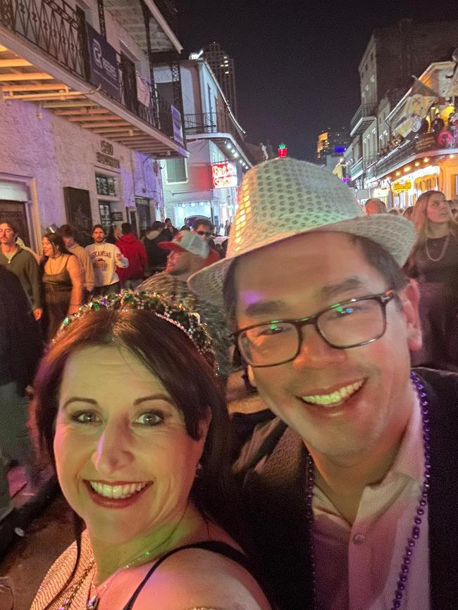 Patrick Khoo and his wife Christina Bellantoni celebrating their wedding anniversary in New Orleans hours before a suspected terrorist attack. Picture: Patrick Khoo