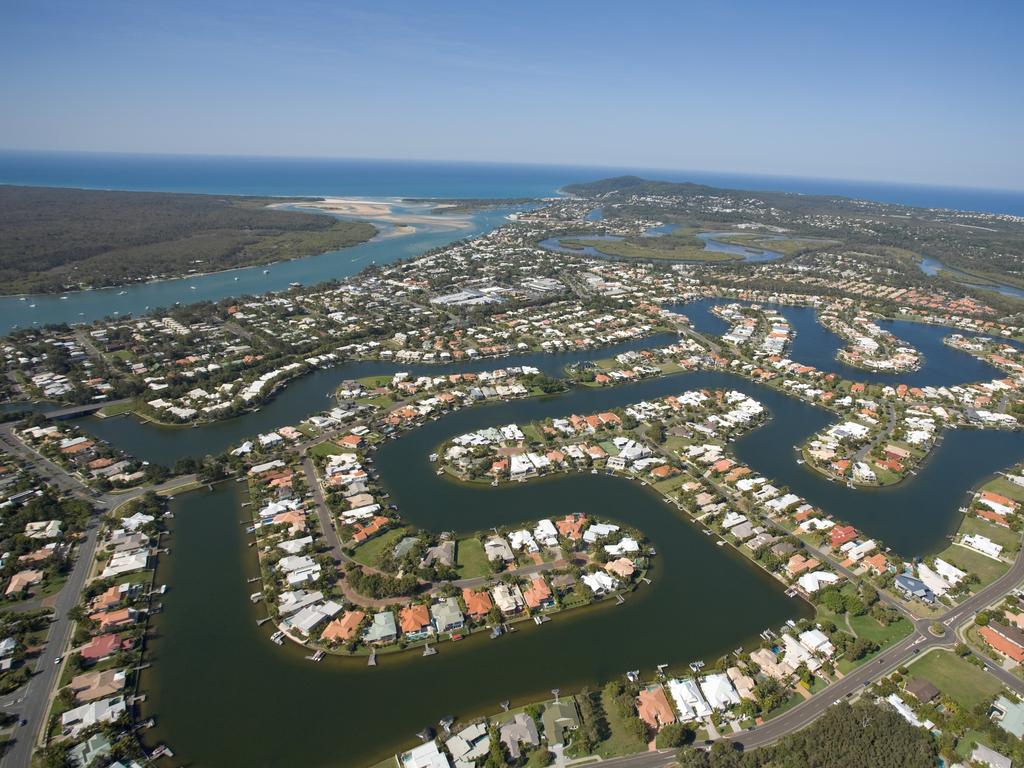 TOP SPOT: Drone footage of the canals and luxury property around Noosa Waters.