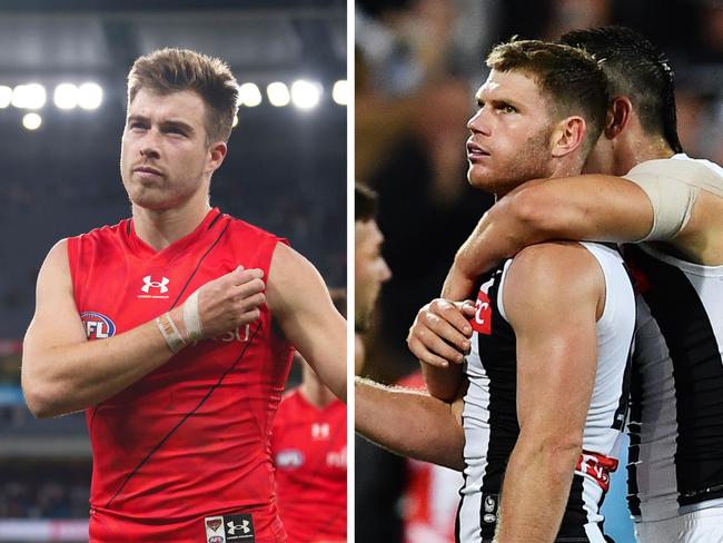 Zach Merrett and Taylor Adams are out of Anzac Day. Photo: Getty Images