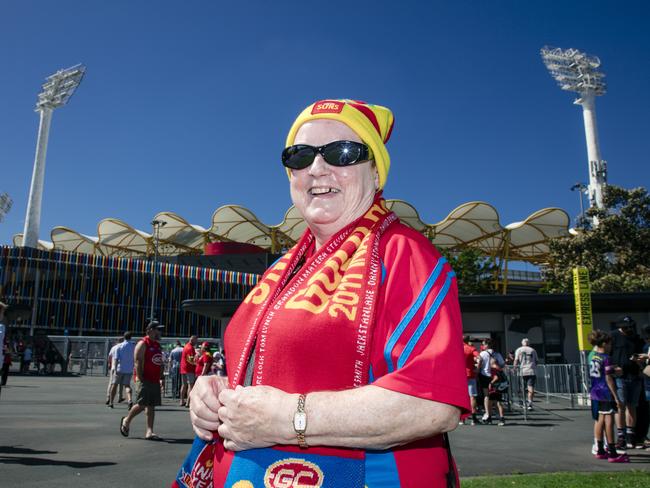 Marcia Layden before the Gold Coast Swans take on the Sydney Swans at People First Stadium, Carrara. Picture: Glen Campbell