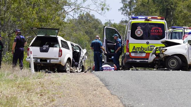 Emergency services on the scene at the Silverleaf crash. Photo: Andrew Hedgman