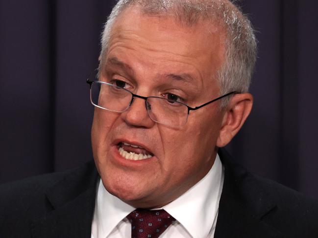 CANBERRA, AUSTRALIA NewsWire Photos MARCH, 23 2021: Prime Minister Scott Morrison during a press conference in Parliament House Canberra.Picture: NCA NewsWire / Gary Ramage