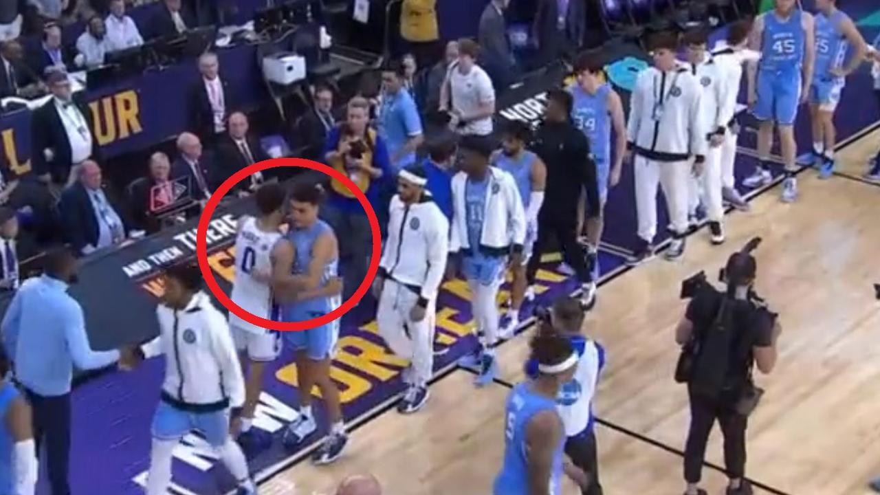 Barely any Duke players shook hands with the North Carolina team after their loss. Pic: Twitter.