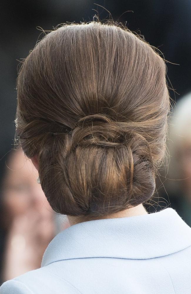 The Duchess of Cambridge's definitely-not-messy-bun. Picture: Samir Hussein/WireImage